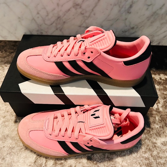 NIB Adidas Samba Messi Pink Black Gum Sole Sneakers Size 7 Men 8 Women - Picture 7 of 9